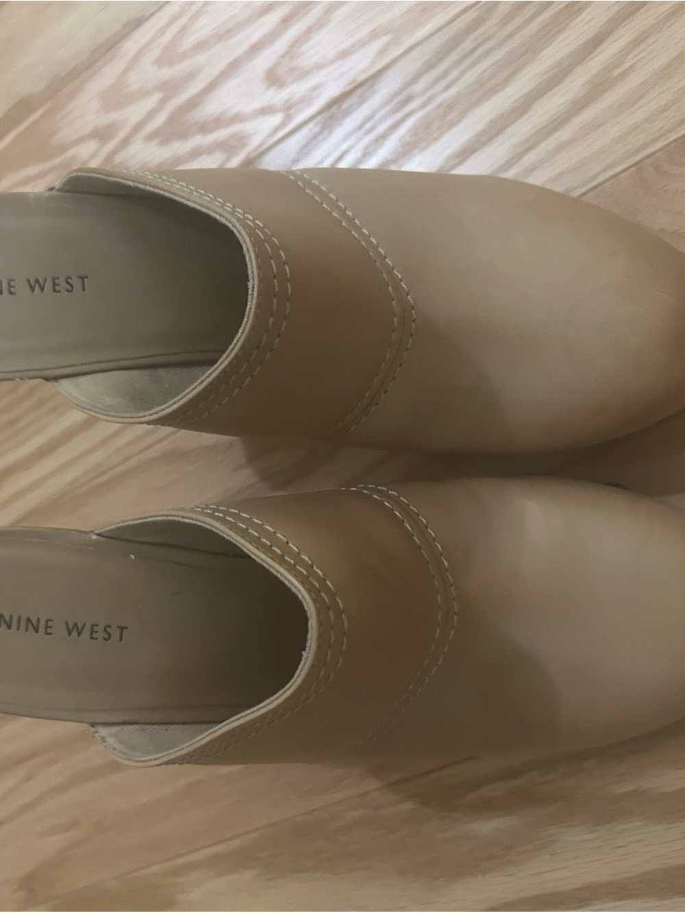 Nine West Tan Slip-On Leather Mules